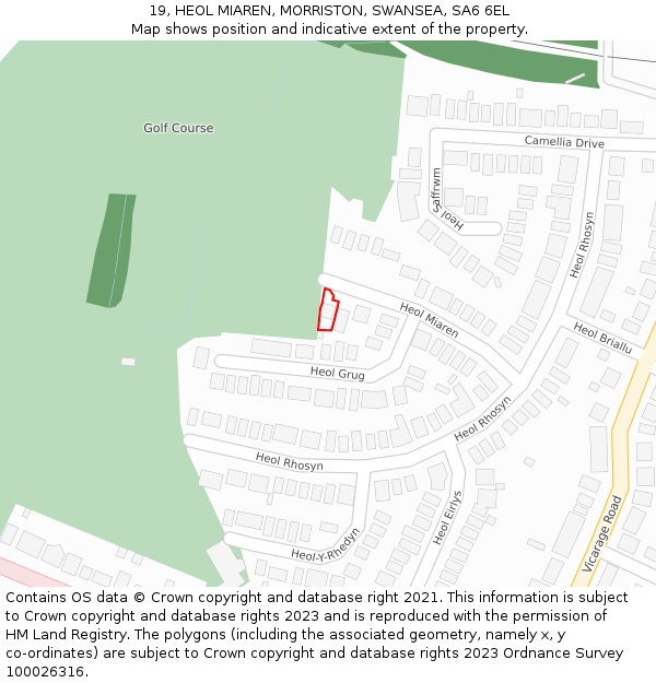 19, HEOL MIAREN, MORRISTON, SWANSEA, SA6 6EL: Location map and indicative extent of plot