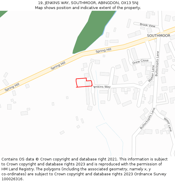 19, JENKINS WAY, SOUTHMOOR, ABINGDON, OX13 5NJ: Location map and indicative extent of plot