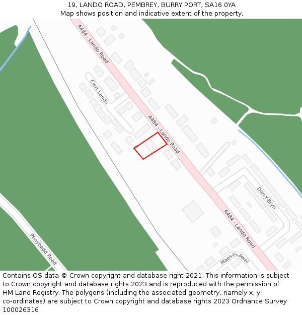 19, LANDO ROAD, PEMBREY, BURRY PORT, SA16 0YA: Location map and indicative extent of plot