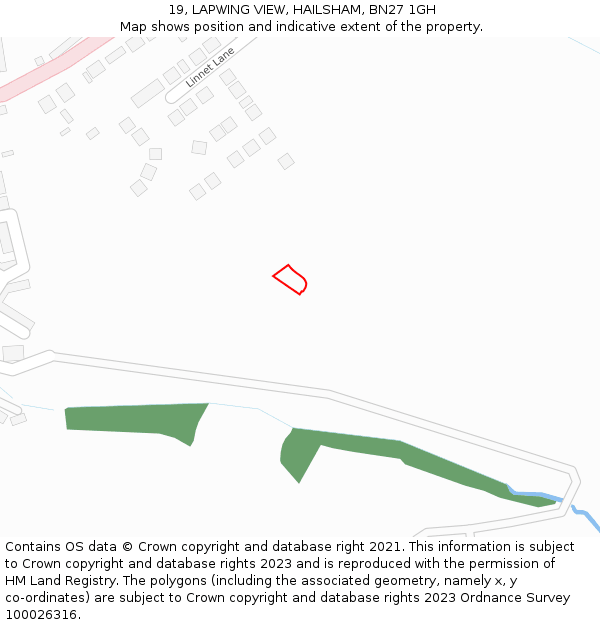 19, LAPWING VIEW, HAILSHAM, BN27 1GH: Location map and indicative extent of plot