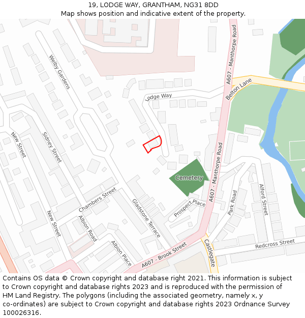 19, LODGE WAY, GRANTHAM, NG31 8DD: Location map and indicative extent of plot