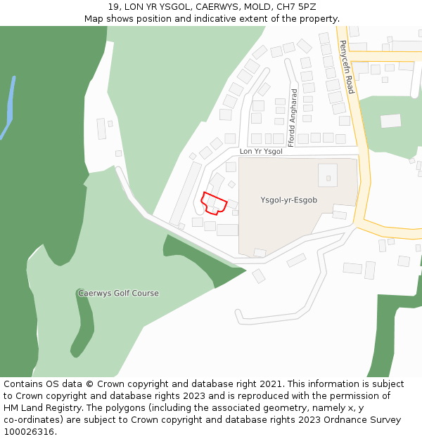 19, LON YR YSGOL, CAERWYS, MOLD, CH7 5PZ: Location map and indicative extent of plot