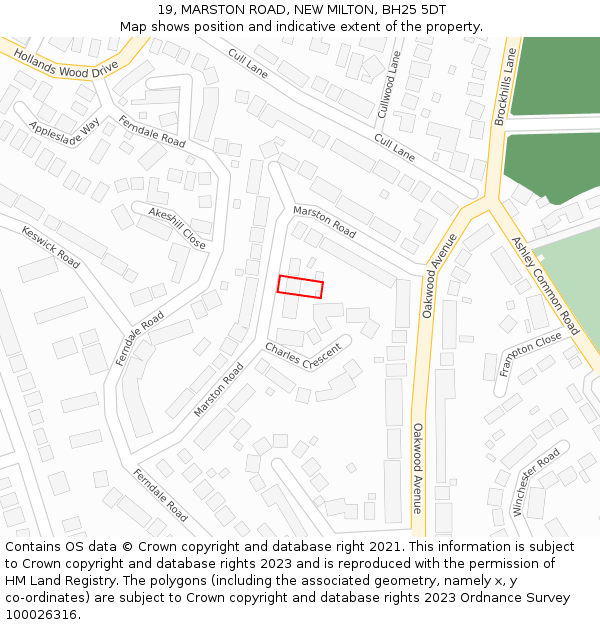 19, MARSTON ROAD, NEW MILTON, BH25 5DT: Location map and indicative extent of plot