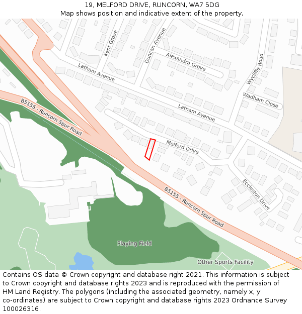 19, MELFORD DRIVE, RUNCORN, WA7 5DG: Location map and indicative extent of plot