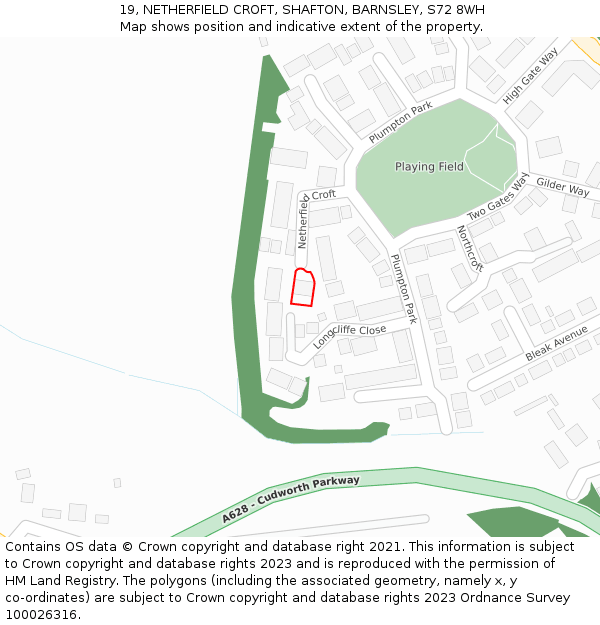 19, NETHERFIELD CROFT, SHAFTON, BARNSLEY, S72 8WH: Location map and indicative extent of plot