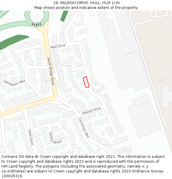 19, RALEIGH DRIVE, HULL, HU9 1UN: Location map and indicative extent of plot