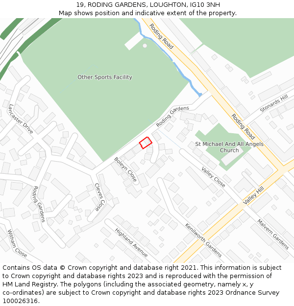 19, RODING GARDENS, LOUGHTON, IG10 3NH: Location map and indicative extent of plot