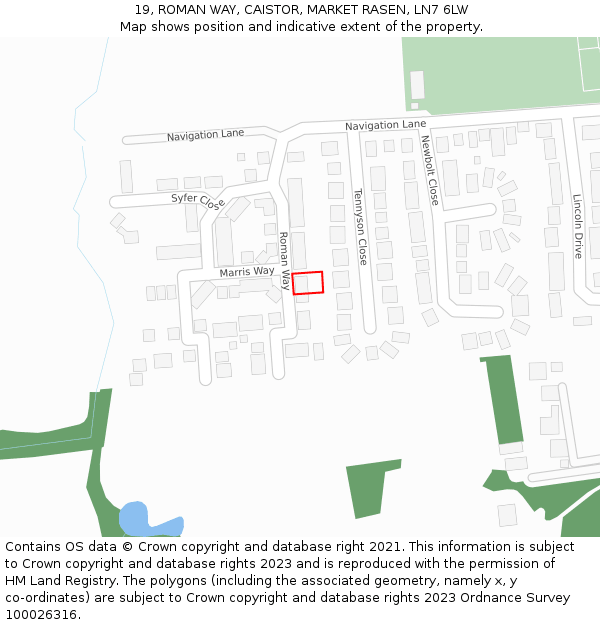 19, ROMAN WAY, CAISTOR, MARKET RASEN, LN7 6LW: Location map and indicative extent of plot