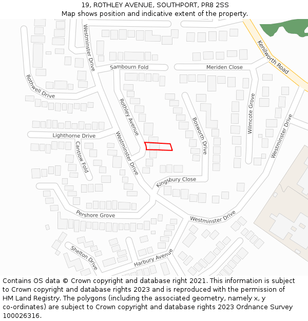 19, ROTHLEY AVENUE, SOUTHPORT, PR8 2SS: Location map and indicative extent of plot