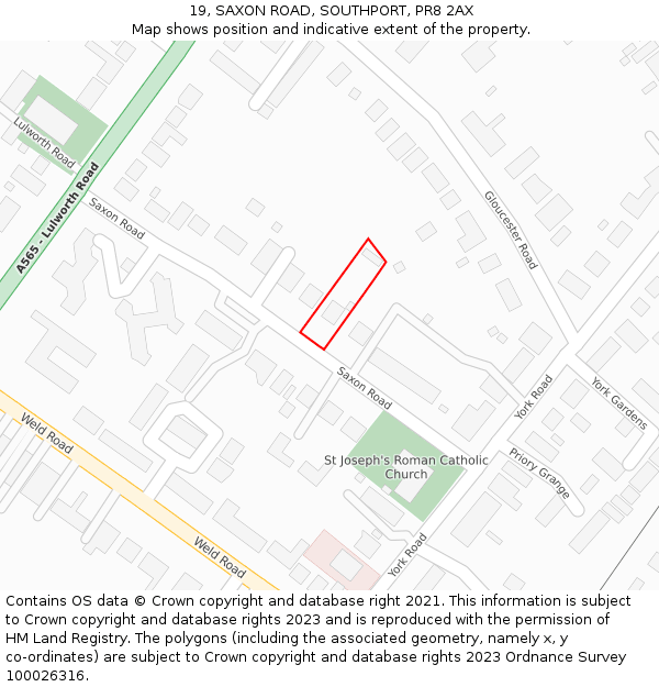 19, SAXON ROAD, SOUTHPORT, PR8 2AX: Location map and indicative extent of plot