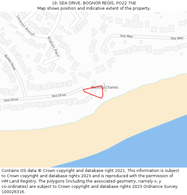 19, SEA DRIVE, BOGNOR REGIS, PO22 7NE: Location map and indicative extent of plot