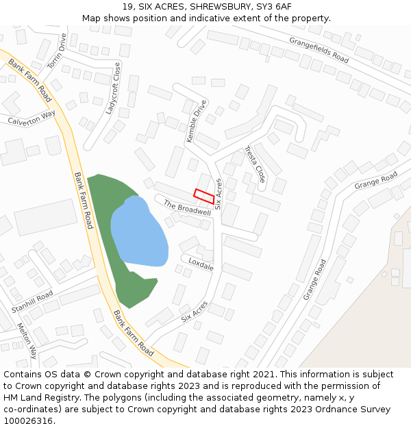 19, SIX ACRES, SHREWSBURY, SY3 6AF: Location map and indicative extent of plot