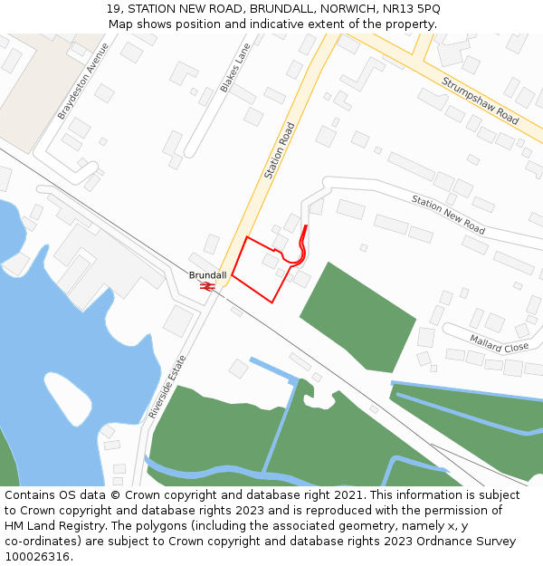 19, STATION NEW ROAD, BRUNDALL, NORWICH, NR13 5PQ: Location map and indicative extent of plot