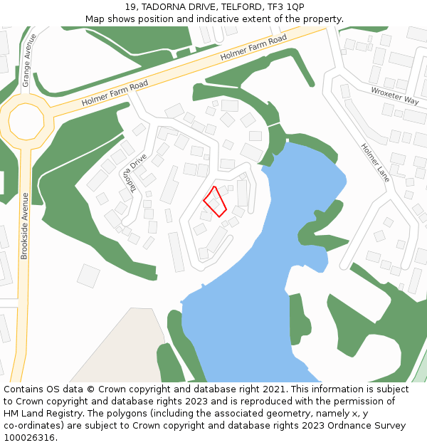 19, TADORNA DRIVE, TELFORD, TF3 1QP: Location map and indicative extent of plot