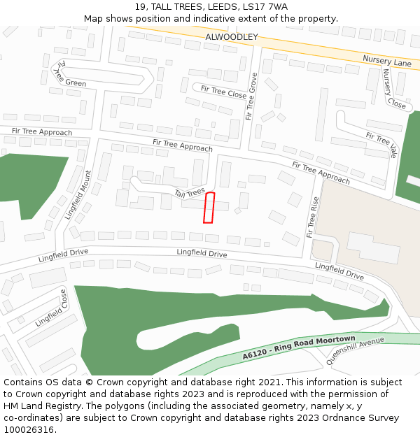 19, TALL TREES, LEEDS, LS17 7WA: Location map and indicative extent of plot