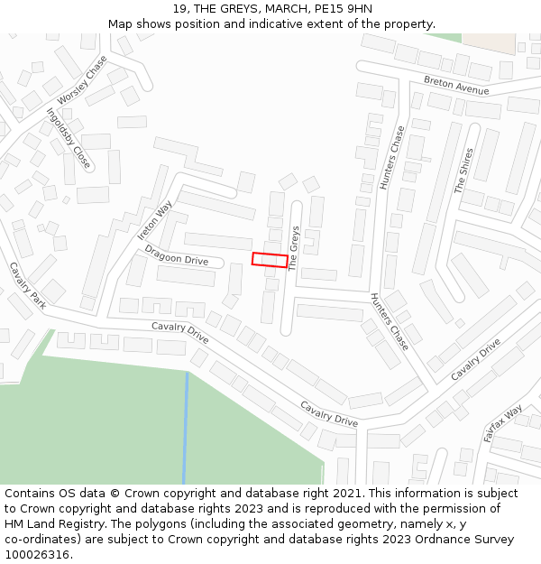 19, THE GREYS, MARCH, PE15 9HN: Location map and indicative extent of plot