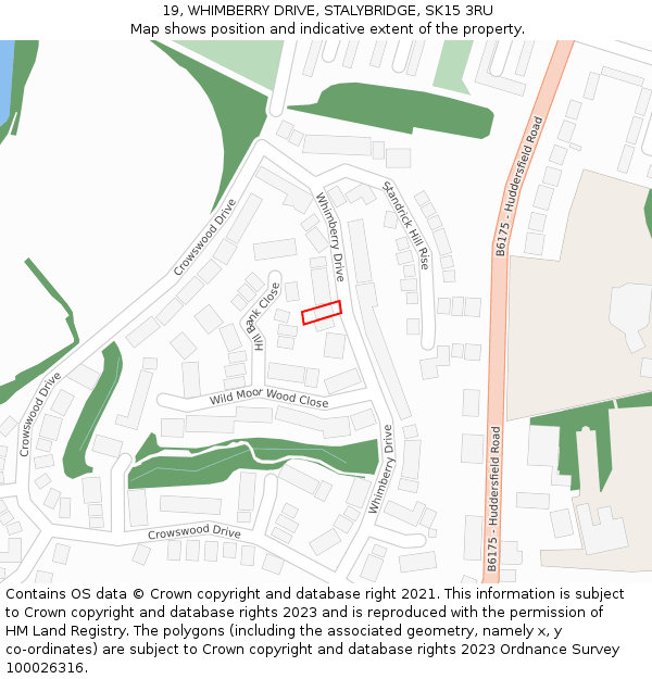 19, WHIMBERRY DRIVE, STALYBRIDGE, SK15 3RU: Location map and indicative extent of plot