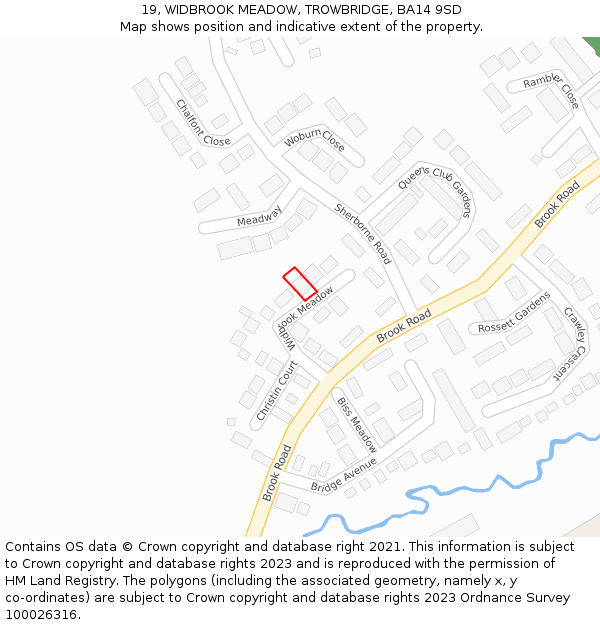 19, WIDBROOK MEADOW, TROWBRIDGE, BA14 9SD: Location map and indicative extent of plot