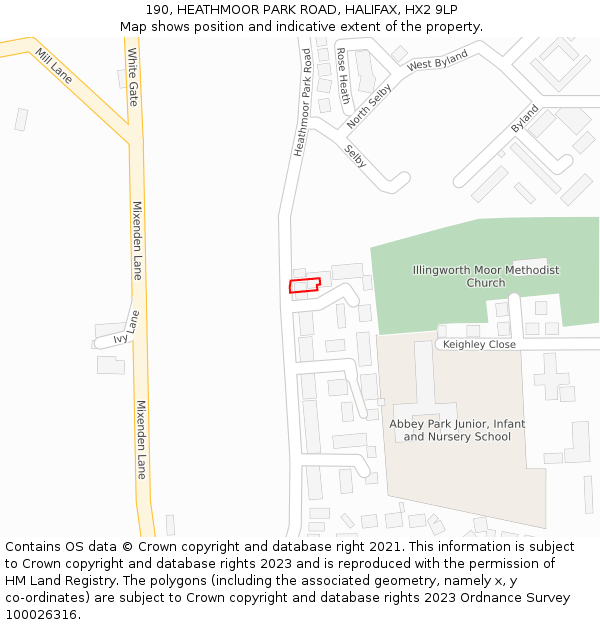 190, HEATHMOOR PARK ROAD, HALIFAX, HX2 9LP: Location map and indicative extent of plot