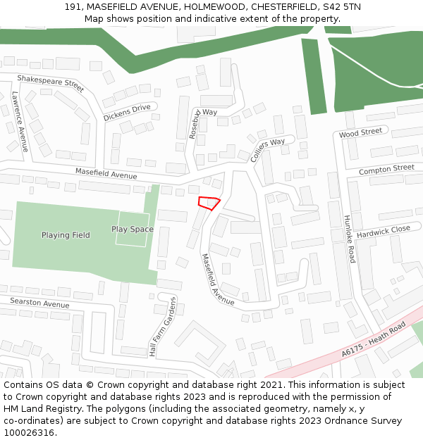 191, MASEFIELD AVENUE, HOLMEWOOD, CHESTERFIELD, S42 5TN: Location map and indicative extent of plot