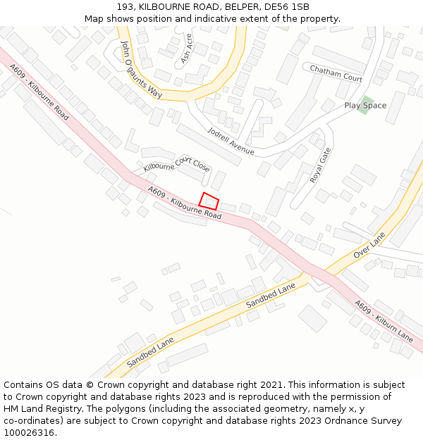 193, KILBOURNE ROAD, BELPER, DE56 1SB: Location map and indicative extent of plot