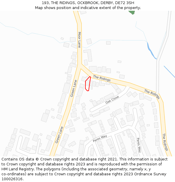 193, THE RIDINGS, OCKBROOK, DERBY, DE72 3SH: Location map and indicative extent of plot