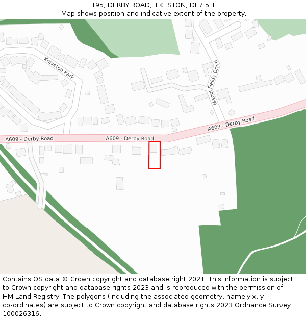 195, DERBY ROAD, ILKESTON, DE7 5FF: Location map and indicative extent of plot