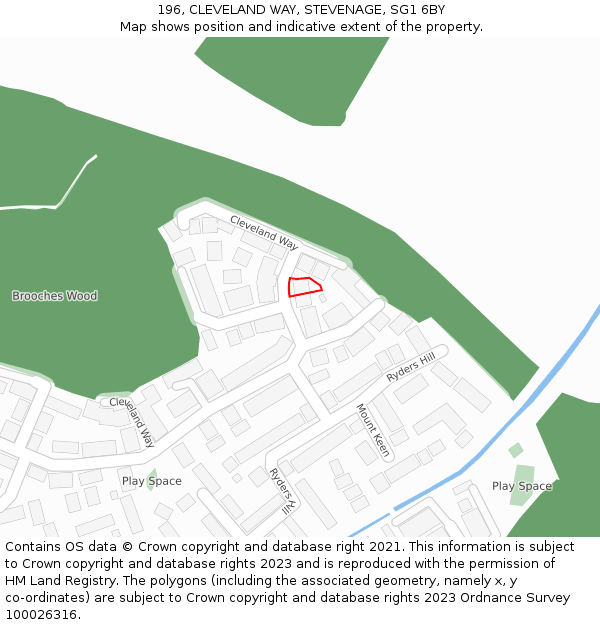 196, CLEVELAND WAY, STEVENAGE, SG1 6BY: Location map and indicative extent of plot