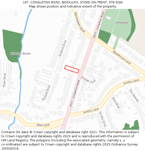 197, CONGLETON ROAD, BIDDULPH, STOKE-ON-TRENT, ST8 6QW: Location map and indicative extent of plot