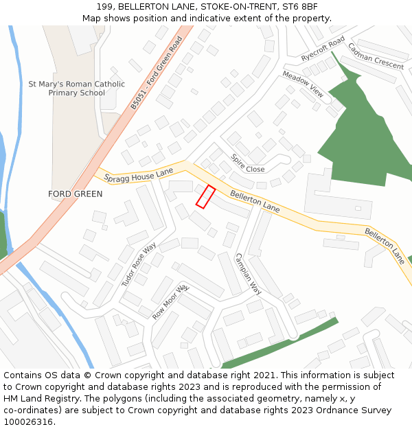 199, BELLERTON LANE, STOKE-ON-TRENT, ST6 8BF: Location map and indicative extent of plot