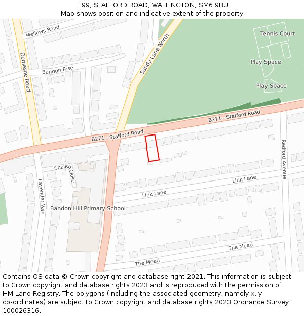 199, STAFFORD ROAD, WALLINGTON, SM6 9BU: Location map and indicative extent of plot