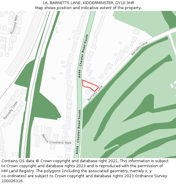 1A, BARNETTS LANE, KIDDERMINSTER, DY10 3HR: Location map and indicative extent of plot