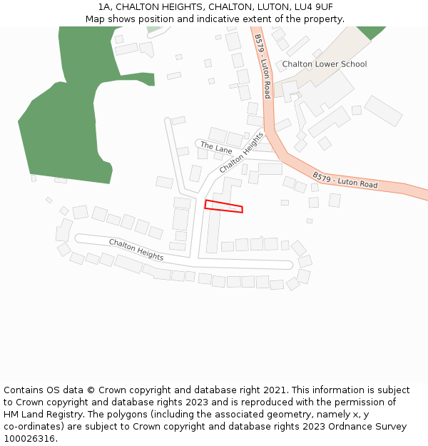 1A, CHALTON HEIGHTS, CHALTON, LUTON, LU4 9UF: Location map and indicative extent of plot