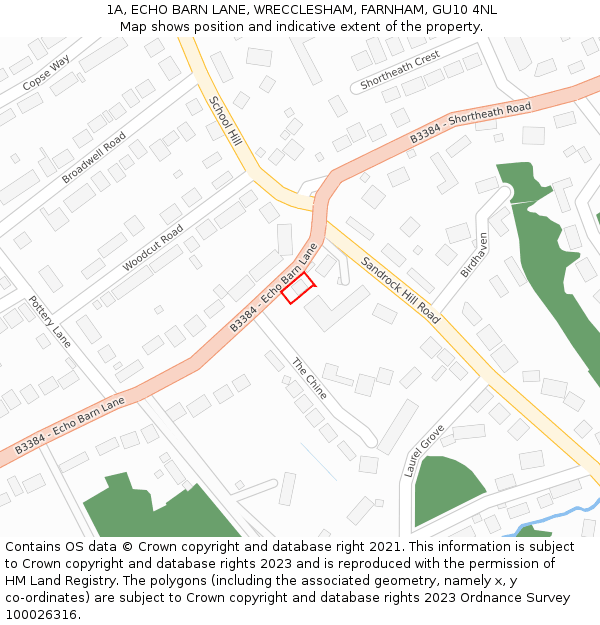 1A, ECHO BARN LANE, WRECCLESHAM, FARNHAM, GU10 4NL: Location map and indicative extent of plot