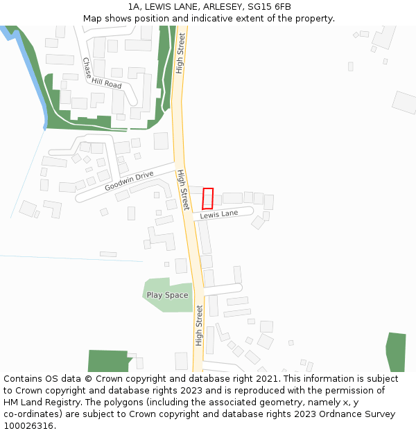 1A, LEWIS LANE, ARLESEY, SG15 6FB: Location map and indicative extent of plot