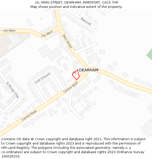 1A, MAIN STREET, DEARHAM, MARYPORT, CA15 7HP: Location map and indicative extent of plot