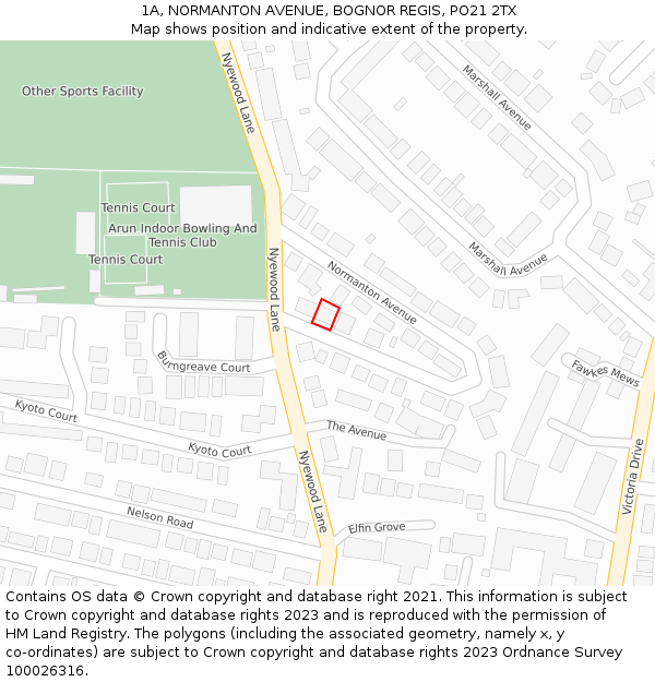 1A, NORMANTON AVENUE, BOGNOR REGIS, PO21 2TX: Location map and indicative extent of plot