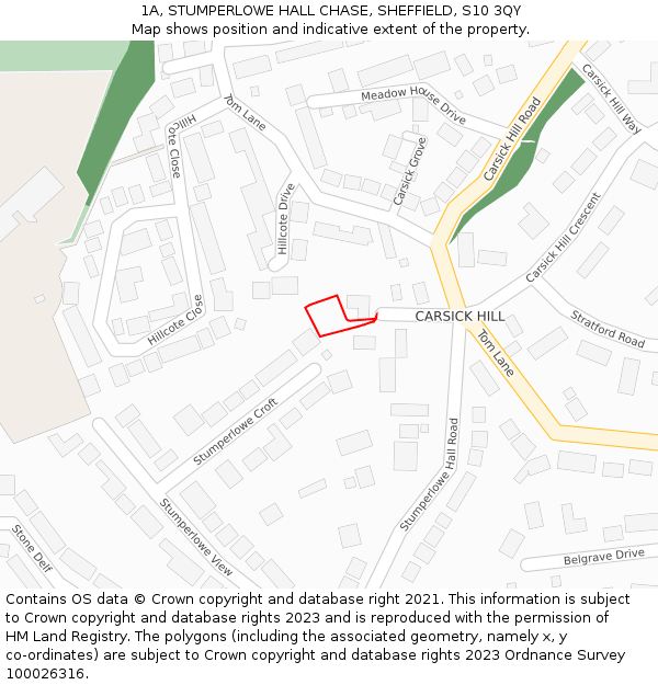 1A, STUMPERLOWE HALL CHASE, SHEFFIELD, S10 3QY: Location map and indicative extent of plot