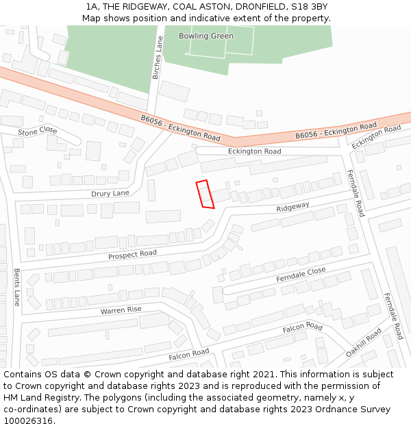 1A, THE RIDGEWAY, COAL ASTON, DRONFIELD, S18 3BY: Location map and indicative extent of plot