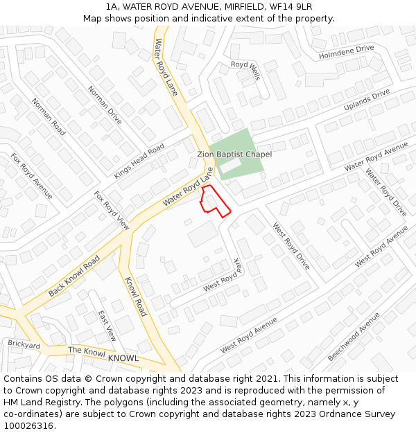 1A, WATER ROYD AVENUE, MIRFIELD, WF14 9LR: Location map and indicative extent of plot