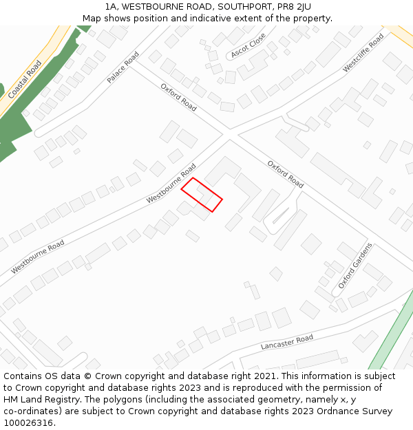 1A, WESTBOURNE ROAD, SOUTHPORT, PR8 2JU: Location map and indicative extent of plot