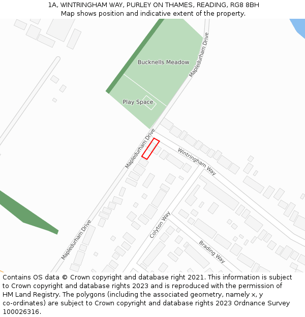 1A, WINTRINGHAM WAY, PURLEY ON THAMES, READING, RG8 8BH: Location map and indicative extent of plot