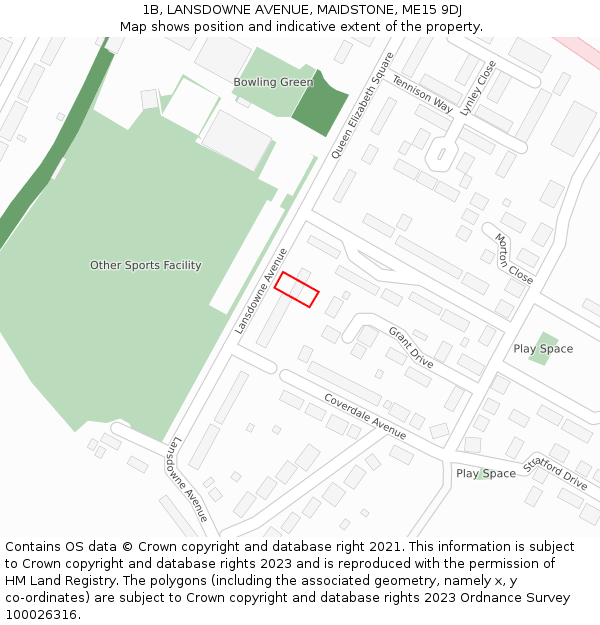 1B, LANSDOWNE AVENUE, MAIDSTONE, ME15 9DJ: Location map and indicative extent of plot