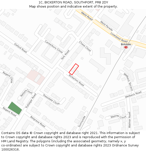 1C, BICKERTON ROAD, SOUTHPORT, PR8 2DY: Location map and indicative extent of plot