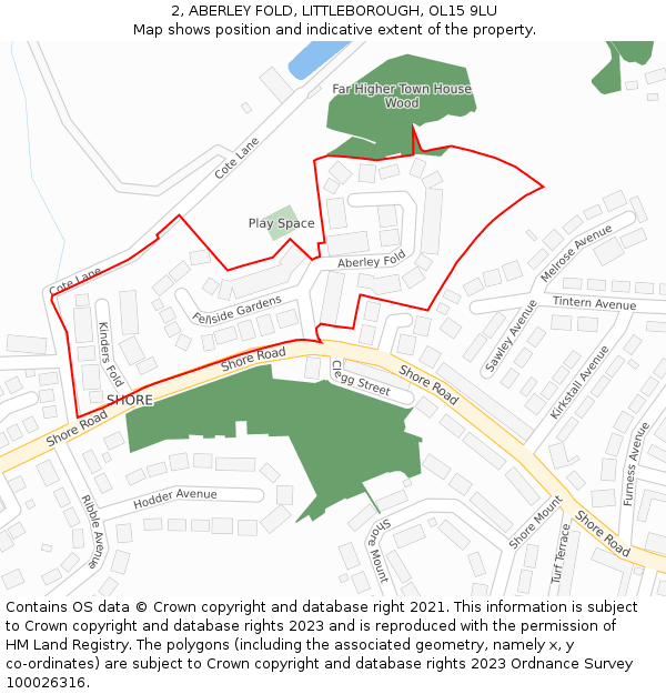 2, ABERLEY FOLD, LITTLEBOROUGH, OL15 9LU: Location map and indicative extent of plot