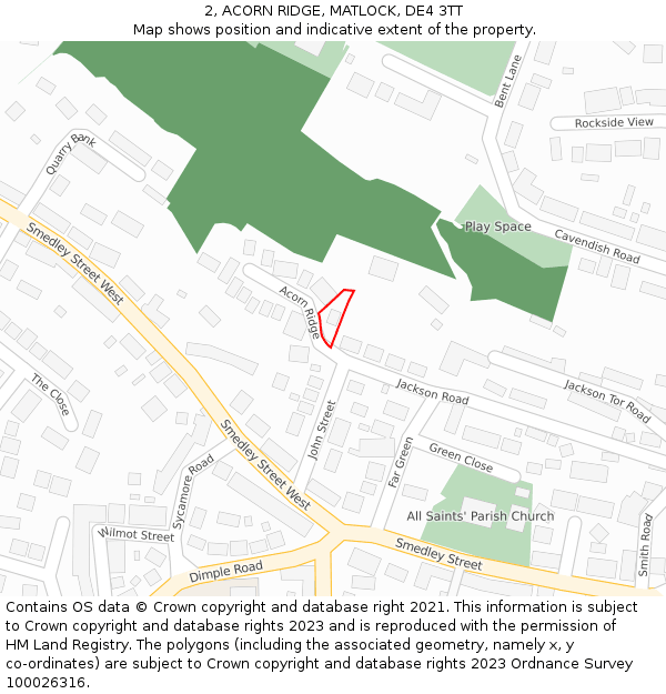 2, ACORN RIDGE, MATLOCK, DE4 3TT: Location map and indicative extent of plot