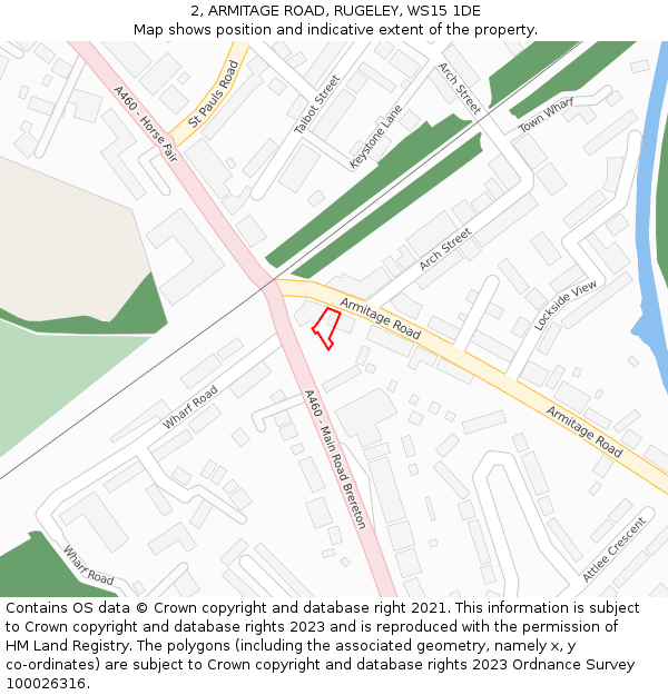 2, ARMITAGE ROAD, RUGELEY, WS15 1DE: Location map and indicative extent of plot