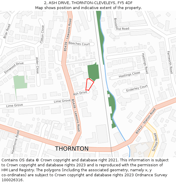 2, ASH DRIVE, THORNTON-CLEVELEYS, FY5 4DF: Location map and indicative extent of plot