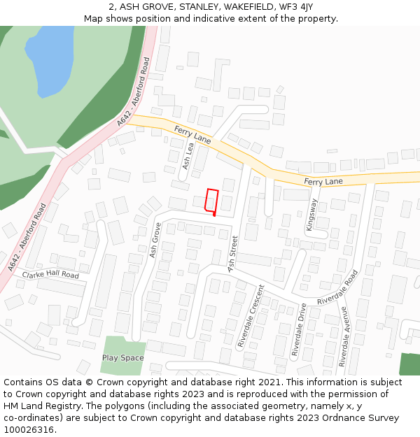 2, ASH GROVE, STANLEY, WAKEFIELD, WF3 4JY: Location map and indicative extent of plot