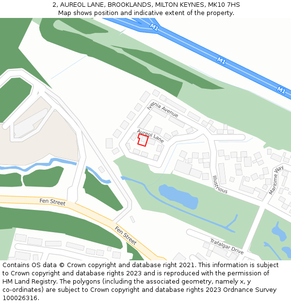 2, AUREOL LANE, BROOKLANDS, MILTON KEYNES, MK10 7HS: Location map and indicative extent of plot